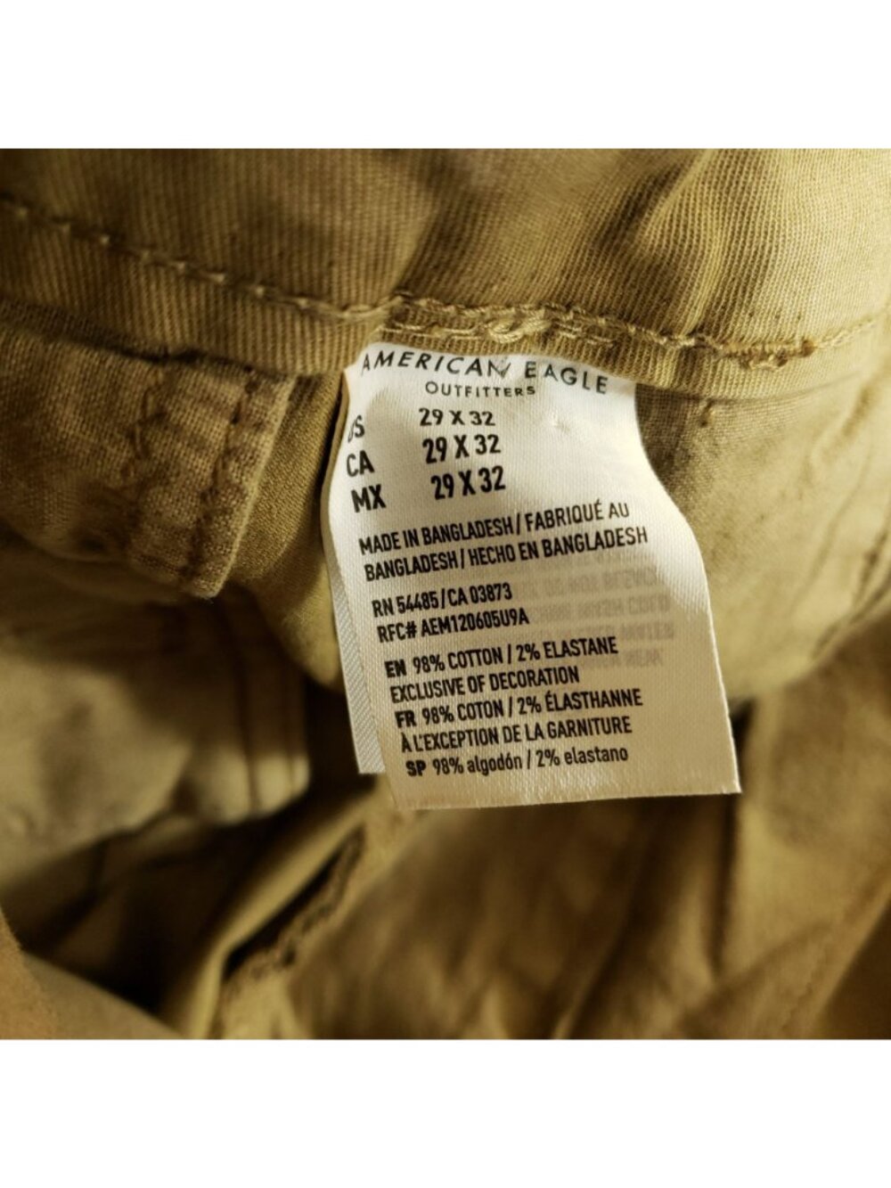American Eagle Mens Size 29/32 Chino Slim Pants Tan Flex - Picture 8 of 11